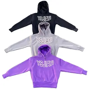 Free sample custom logo hoodies 3d puff printed apparel vendor high quality distress logo unisex loosefit hoodies ad sweatshirts