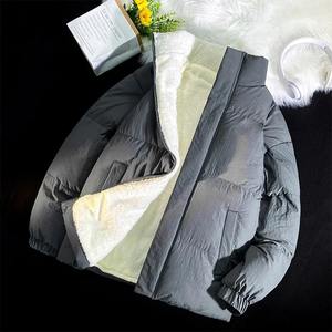 Style coréen hommes doudoune hiver épais manteaux chauds avec col montant toile tissu couleur unie Streetwear - Product Image 4