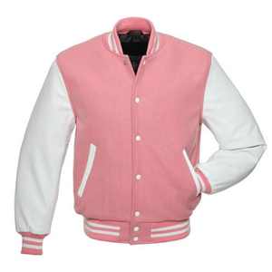 Tendance Vestes Personnalisé Rose Couleur Laine Varsity Veste Blanc En Cuir Véritable Manches Letterman Baseball Collège Vestes Pour Hommes - Product Image 2