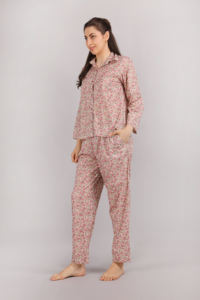Pyjama et chemise pour femmes Ensemble de vêtements de nuit à manches courtes Ensemble de chemise et pyjama en coton de haute qualité Personnalisation Vente en gros - Product Image 3