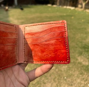 Anwar Enterprises <b>Men's</b> Genuine Leather Wallet Vintage Style Landscape Pattern RFID Blocking Customizable Size Open Fold Closure - Product Image 1