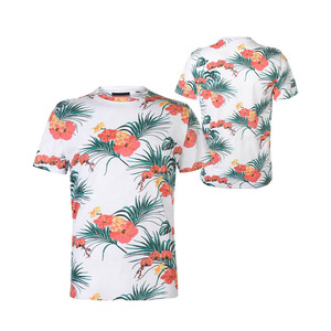 เสื้อยืดคอกลมแขนสั้นผู้ชาย ลายต้นปาล์มยามพระอาทิตย์ตกดิน พิมพ์ลายแบบซับลิเมชั่น ทรงปกติ สวมใส่สบาย ผลิตจากผ้าโพลีเอสเตอร์ถัก 100% - Product Image 5