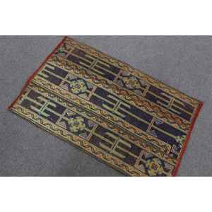 Alfombra Turca Vintage, Alfombra Pequeña de 2.3x3.5 pies, Alfombra Azul Abstracta - Product Image 3