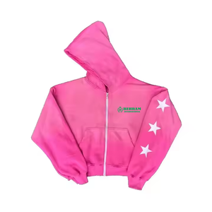 Sweat à capuche unisexe de qualité supérieure avec logo personnalisé sur le devant, fermeture éclair, effet délavé, coupe ajustée, 100% coton molletonné/éponge française - Product Image 2