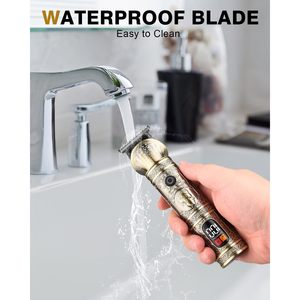 Kit de barbier professionnel sans fil 7-en-1 pour hommes, affichage LED, tondeuse à cheveux à lame en T à écartement zéro, rasoir électrique, alimentation par batterie - Product Image 5