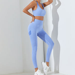 Ensemble de yoga pour femmes, soutien-gorge de sport à dos creux + pantalon de yoga taille haute pour soulever les hanches, ensemble de leggings de course élastiques, ensemble de fitness pour l'entraînement - Product Image 5