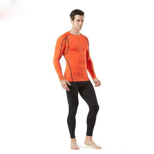 Vente en gros de chemises de compression pour hommes, tricotées, à manches longues, coupe ajustée, écologiques, anti-UV, évacuant l'humidité, pour le cyclisme et l'entraînement - Product Image 4