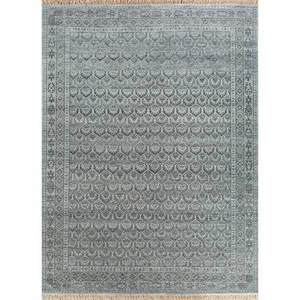 Tapis en laine noué à la main bleu Viscaya, grand modèle rectangulaire à motifs pour couloir, idéal pour la maison, salon, chambre à coucher, pour adolescents - LCA-37 (CS-01) - Product Image 1
