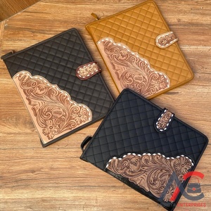 แฟ้มหนังฟอกมือแบบมีซิป3ห่วงสำหรับธุรกิจหนังวัวขนาด A4พกพาได้ดีไซน์ใหม่ - Product Image 1