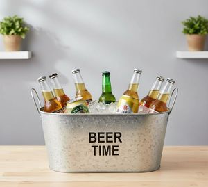 large capacity beverage cooler tub hammered metal ice <b>bucket</b> <b>drink</b> ice <b>bucket</b> for bar & party rustic galvanized <b>drink</b> tub - Product Image 2