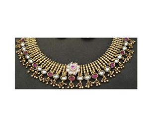 Exclusivo Juego de Collar de Diseño con Acabado Dorado de Primera Calidad con Aretes para Bodas, Colección para Mujer - Product Image 3