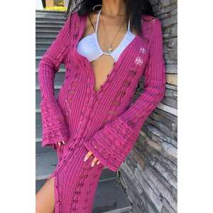 Cárdigan informal de punto calado con botones largos 5181 - Product Image 1