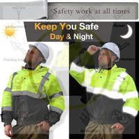 Chaquetas de Seguridad de Nailon Transpirable de Alta Visibilidad para Hombre, Resistentes al Viento e Impermeables, con Forro Polar para Trabajar