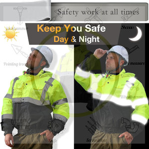 High Visibility Reflective Safety Jackets For Men Windproof And <b>Waterproof</b> Fleece Lining <b>Working</b> Safety Jackets - Product Image 6