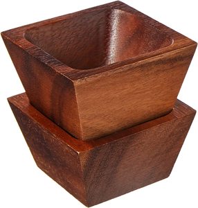 ชามไม้อาคาเซียทรงสี่เหลี่ยม,ถ้วยขนาดเล็กทำจากไม้อาคาเซียทรงกลมขนาดเล็กสำหรับใส่เครื่องปรุงรสซอสจิ้มใหม่ - Product Image 1