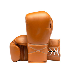 Gants de boxe et de kickboxing Sanda professionnels de haute qualité pour adultes, fermeture à lacets, respirants, légers, en cuir, avec poignées. - Product Image 1