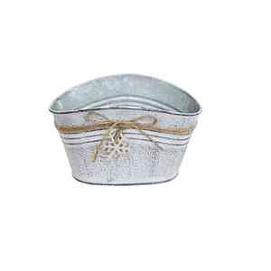 Bádog Kaspó Domború, Hópihe Fadekorral 140-b-22-83-18*11 * H9/11cm - Product Image 1