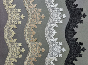 Encaje de Poliéster/Algodón Suave con Lentejuelas Metálicas Bordadas y Pedrería, Tacto Suave, Decoración para Lehenga de Novia, Exportación al por Mayor - Product Image 2