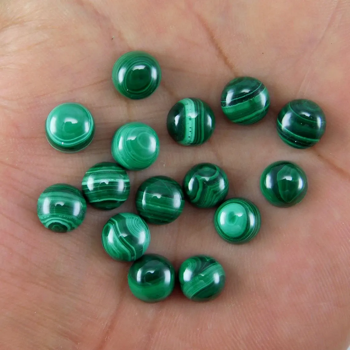 8 MM Round Malachite Calibrated Stone Gemstone Cabochon Buy Wholesale Lot in Bulk Malachite Loose Gemstones 8mm