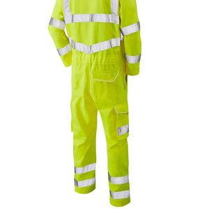 High Visibility Reflective Work <b>Overalls</b> Yellow Safety Coverall with Multiple Pockets for Industrial Use - Product Image 5