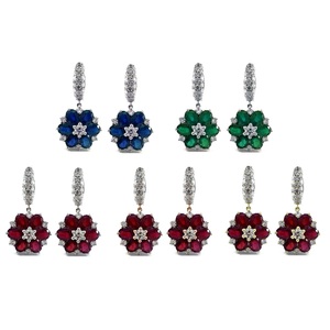 Boucles d'oreilles créoles en or blanc massif 18 carats avec diamants naturels et rubis, logo personnalisé, qualité supérieure, pour femme, cadeau de mariage - Product Image 4