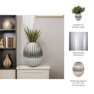 Silver Finished <b>Vase</b> Minimalist Multi Use <b>Vase</b> Perfect for Flowers Table Decor Succulents or Candle Holders - Product Image 4