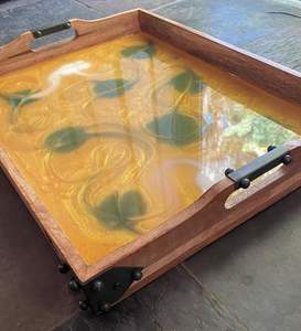 JOIN SQUARE WOOD EPOXY RESIN TRAY Fabulous Design Décoratif pour Servir les Aliments dans la Cuisine Restaurants Usage Domestique - Product Image 1