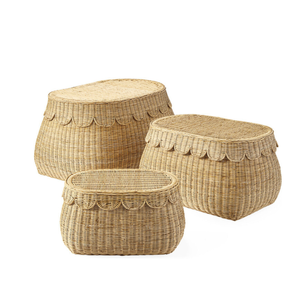 Scalloped Wicker <b>Basket</b> for Kids, Wicker <b>Basket</b> for Kids Toys Wholesale, Adorable Animal Theme <b>Nursery</b> <b>Basket</b> - Product Image 4
