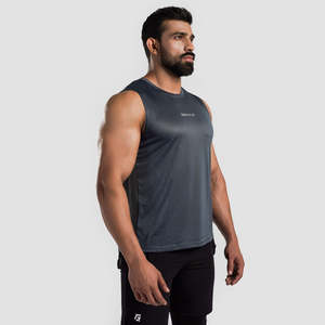 Débardeur Homme Stride pour Gym, Fitness, Sport, Streetwear, en Coton Tricoté, Taille XL, avec Broderie, Imprimé, Uni, Vierge, 3D Disponible, Gris - Product Image 3
