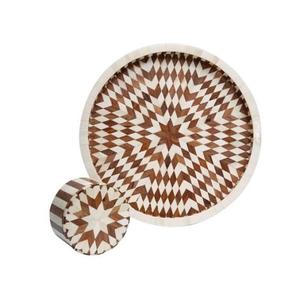 Wooden And Marble Sweets Serving Tray Customized Size Round Shape Serving <b>Chocolates</b> Tray For Home Usage - Product Image 4