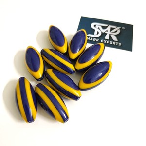 Diseño de rayas de cuentas de resina ovalada azul amarillo perfecto para hacer collares DIY joyería pulseras artesanales y accesorios creativos - Product Image 5