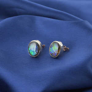 ต่างหูแฟชั่นสไตล์โบฮีเมียนทำด้วยมือทำจากเงินสเตอร์ลิง925ทึบชุบเงินทรงรีตัดด้วยพลอยอัญมณีธรรมชาติเป็นของแถม - Product Image 2