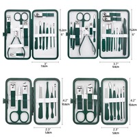 Kit d'outils de manucure portable en acier inoxydable, lime à ongles, repousse-cuticules double face, pour manucure artistique pour enfants, coupe-ongles vert personnalisé