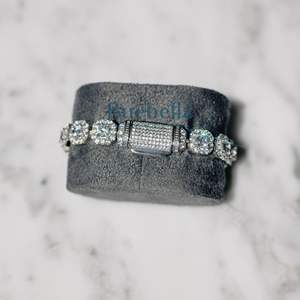 12mm 14K chapado en oro blanco sólido 925 plata esterlina moissanita racimo tenis pulsera para hombres - Product Image 4