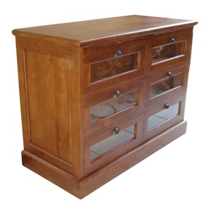 Mueble de Salón de Madera de Teca, Mueble de Interior Minimalista, Cómoda con Cajones, Aparador Alto de Madera, Mueble de Cocina - Product Image 1