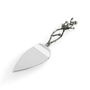 Élégant serveur de gâteau en métal inspiré de l'orchidée noire Poignée de conception florale artisanale pour les repas de luxe et les réceptions Article cadeau unique - Product Image 1