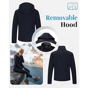 Chaqueta Softshell Ligera para Mujer, Impermeable, Cortavientos, con Capucha Desmontable, Forro Polar, Aislante - Product Image 2