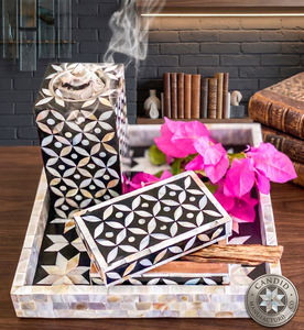Best Bakhoor Luxury Tray Set Eco-Friendly Handmade Incense Burner Mother Pearl Resin Lavender Scent-<b>Eid</b> <b>Gifts</b> for Oman - Product Image 1
