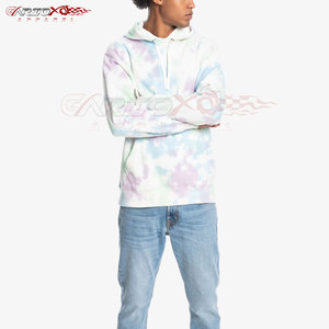 Sweat à capuche d'hiver tie dye pour hommes tissu polaire personnalisable couleur Logo élégant cordon de serrage capuche décontracté Streetwear coupe régulière poche - Product Image 3