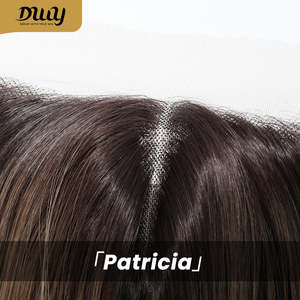 (Solo para EE. UU.) Peluca sintética larga Patricia-DWY con frente de encaje y parte en T, color marrón claro con degradado marrón, sin pegamento - Product Image 4