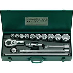 STEELWILLE 55/10/6 Jeu de douilles à fourche 16 pièces 3/4 pouce 36 dents 6 pans 22-50mm - Product Image 1