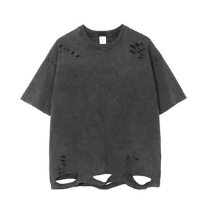 T-shirt vintage d'été personnalisé pour hommes 100% coton épais coupe ample nouveau design surdimensionné avec impression numérique solide - Product Image 2