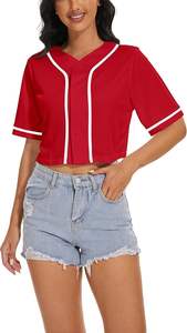 Precio razonable Mujeres Crop Baseball Jersey anti encogimiento Venta caliente de alta calidad Último Crop Baseball Jersey con servicio OEM - Product Image 5