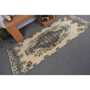 Alfombra turca Vintage Beige azul Patchwork tejido plano 2,8X6,9 pies para decoración para sala de estar Material de lana con respaldo de látex 4m de ancho - Product Image 2