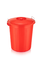 Cubo de Almacenamiento Cilíndrico de Plástico Resistente de 50L, Modelo AK 217 de Afossa, con Tapa, para Uso en Exteriores, Gestión de Residuos