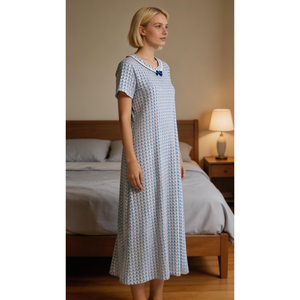 Camisón Largo de Rayón Suave Premium para Mujer, Transpirable, Estampado, Manga Media, Talla 3XL - Product Image 4