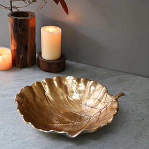 Antique <b>Leaf</b> Design Best Manufacturer Gold <b>Leaf</b> Serving Bowl Handmade Bowl Brass - Product Image 4