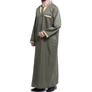 Thobe musulman modeste de haute qualité personnalisé pour hommes, en coton respirant, léger, longueur au sol, broderie printemps, nouveau design - Product Image 3