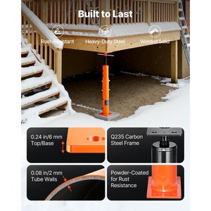 Cric de sol réglable VEVOR, capacité de charge maximale 18000 lb, plage de hauteur 19-36, poutre de support à roulement, moment de charge élevé, orange - Product Image 5