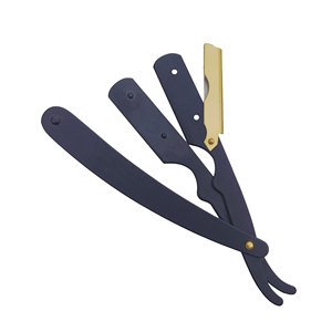 Rasoir professionnel à lame unique en acier inoxydable à bord droit Shavette jetable noir barbier coupe gorge pliant hommes réutilisable - Product Image 4